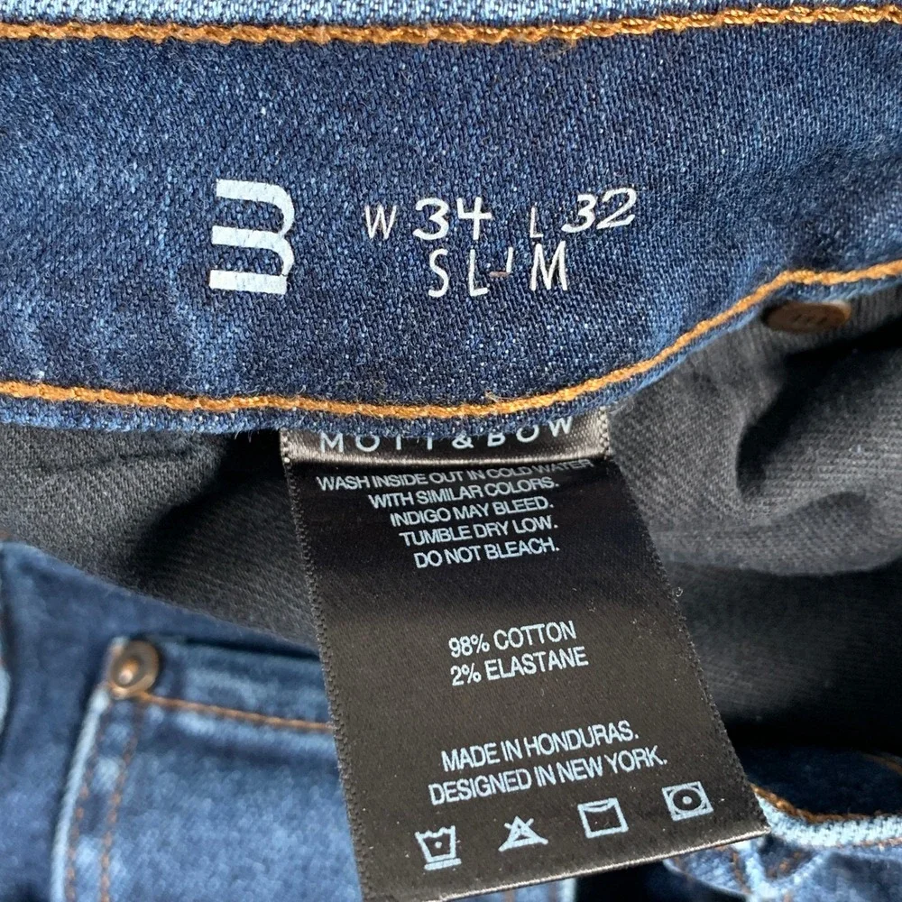 Mott & Bow Jeans Men 34x32 Slim Fit Blue Denim Stretch Modern